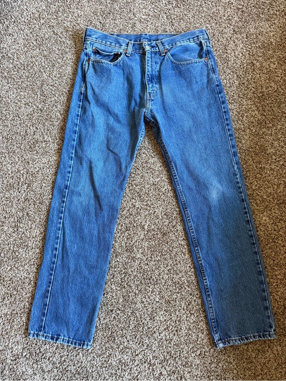 Levi's Classic 505 W34/L32 Straight Blue Denim Jeans Dark Stonewash